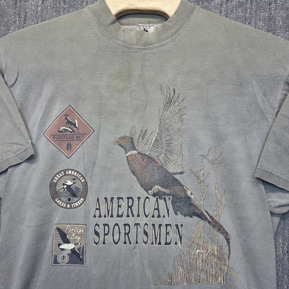 VTG 90s Galt Sand T-Shirt XL Pheasant Hunting Sportsmen Made in USA Faded